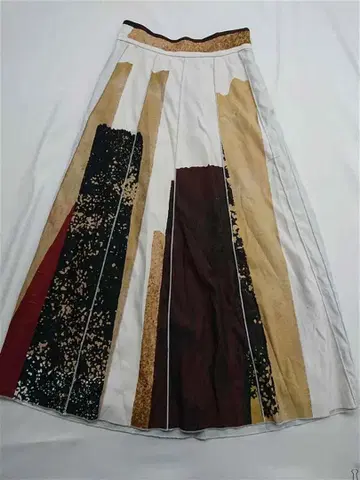 아메리 AMERI 아트 패턴 롱 스커트 S 사이즈 여성용