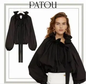 PATOU 블랙 프릴 블라우스 34