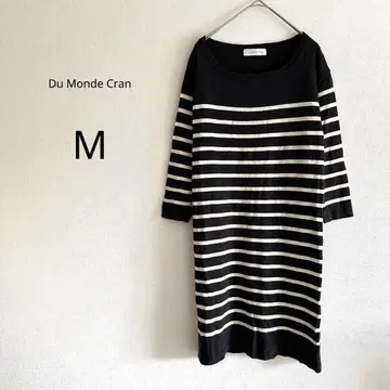 [ Du Monde Cran ] 울 100% 원피스 보더 7부 소매 M