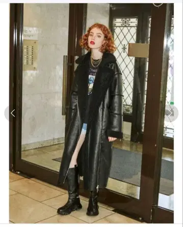 쥬에티 에코 무스탕 라이더스 롱 코트 M