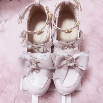 LIZLISA 하트 비쥬 플랫폼 로퍼 핑크