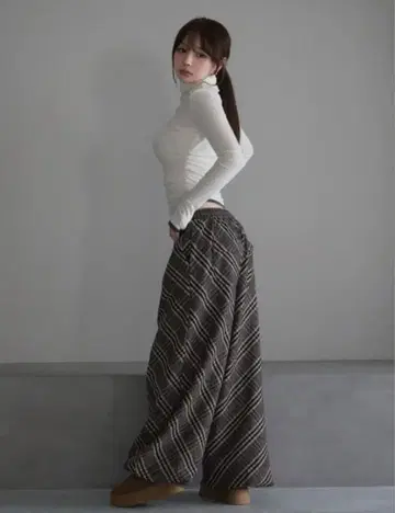 andmary Monica 체크 루즈 팬츠