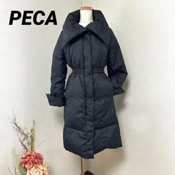 PECA 미 실루엣 롱 다운 코트 블랙 9호 M A라인 허리 조임