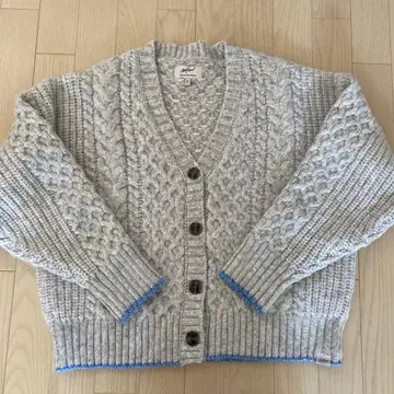 wtw 배색 니트 가디건