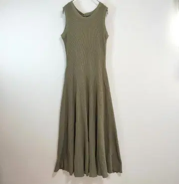 titivate 와플 롱 원피스 S 카키 슬리브리스