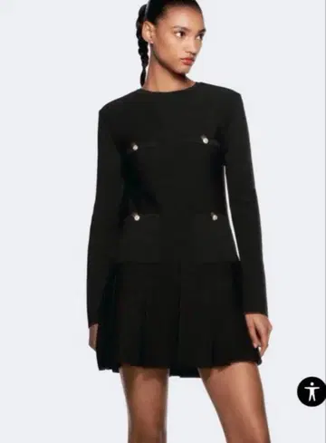 ZARA 숏 기장 플리츠 니트 드레스 S 사이즈 블랙 미니 원피스