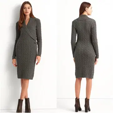 로렌 랄프 로렌 케이블 니트 버클 장식 원피스