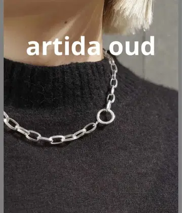 artida oud bone 실버 할로우 오벌 목걸이