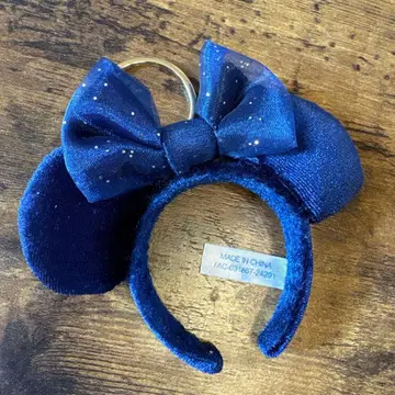 디즈니 머리띠 키링 미니 리본 네이비 벨로아