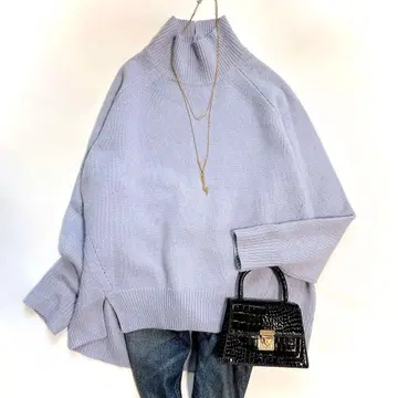 새상품급 자유구 울 캐시미어 AQUA 하이넥 풀오버 니트 38