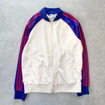 adidas 트랙 자켓 광택감 화이트 블루 레드 라인