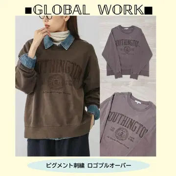 글로벌 워크 피그먼트 자수 로고 풀오버 L 사이즈