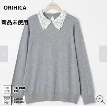 ORIHICA 미라쿠루 니트 레이스 옷깃 풀오버