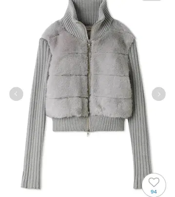 퍼 니트 블루종 그레이 0 사이즈