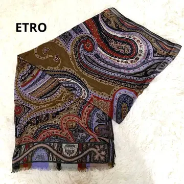 [ 레어 컬러 ] 에트로 대형 스톨 스카프 페이즐리 퍼플 브라운
