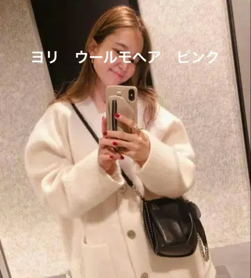 요리 울 모헤어 샤기 자켓 핑크