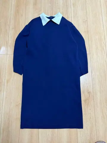 마릴린문 니트 원피스 옷깃 네이비 미사용