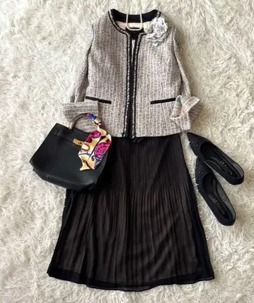 언타이틀 트위드 노카라 자켓 M 졸업식 입학식 세레모니