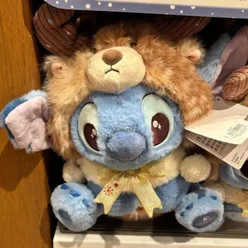 상하이 디즈니랜드 크리스마스 겨울 스티치 봉제 인형 루돌프 새상품