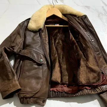 G-1 플라이트 자켓 라이너 보아 탈부착 가능 램 가죽 양가죽 브라운