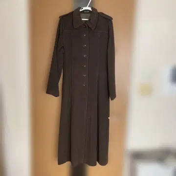 [ 꼼사데모드 ] 울 100% 브라운 롱 코트 안감 큐프라