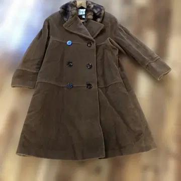 해롯 브라운 퍼 달린 더블 브레스트 코트