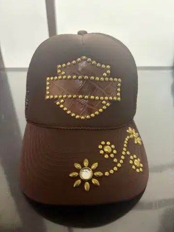 할리데이비슨 스타일 스터드 장식 가죽 캡 [ 남녀 공용 ]