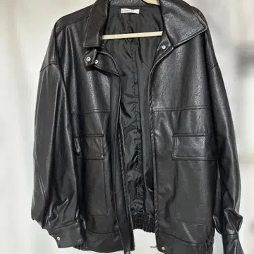 INGNI 블랙 가죽 오버 사이즈 자켓