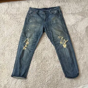 데미지 가공 파란색 데님 팬츠 26(66cm)