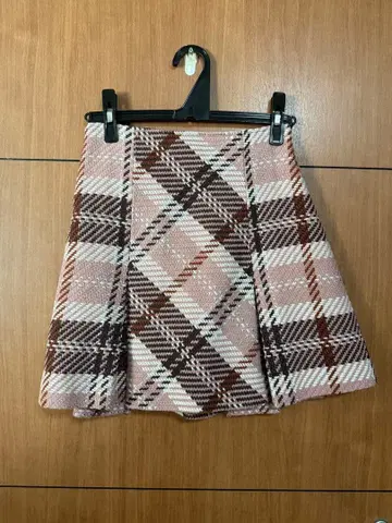 snidel 로빙 체크 미니 스커트 핑크