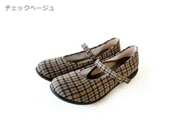 Re:getA 리게타 체크 무늬 원 벨트 로우힐 펌프스 L