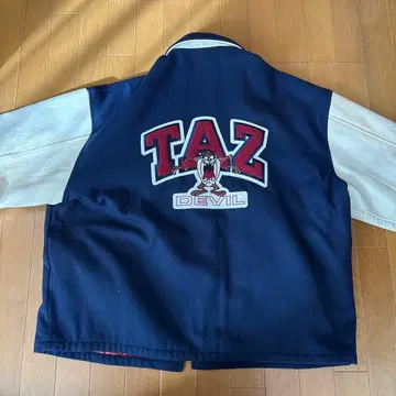 TAZ DEVIL 바시티 자켓 네이비 베이지