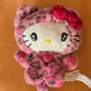 산리오 헬로키티 갸루 고양이 마스코트 키링 레오파드 무늬 핑크