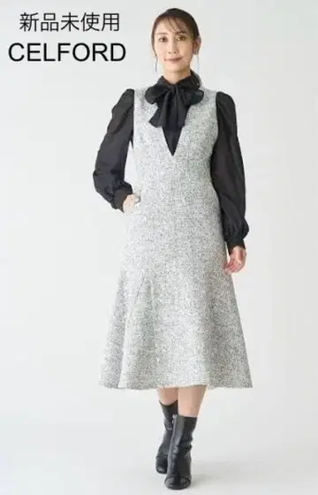 미사용 CELFORD 트위드 점퍼 드레스