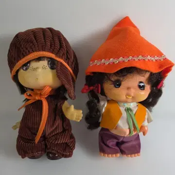 쇼와 레트로 소프트 비닐 민족 의상풍 인형 아이돌 인형 2체 세트