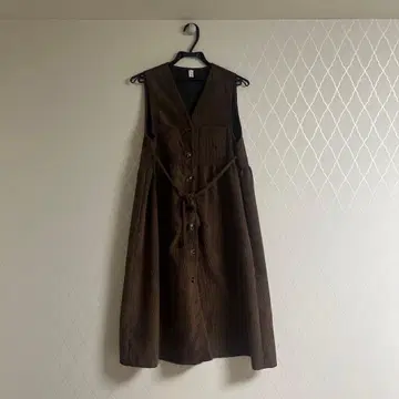 브라운 슬리브리스 롱 원피스