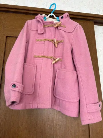 핑크 더플 코트 후드 부착 프리 사이즈