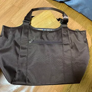 브라운 나일론 토트백 빅
