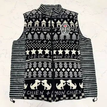 현행 까스텔바작 노르딕 무늬 니트 절개 다운 베스트 50 XL