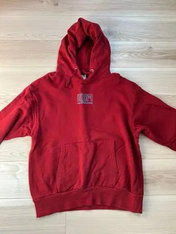 X-girl CD 디자인 빨간색 후드티