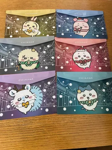 치이카와 세븐일레븐 한정판 플랫 파우치 6장 컴플리트 세트 크리스마스