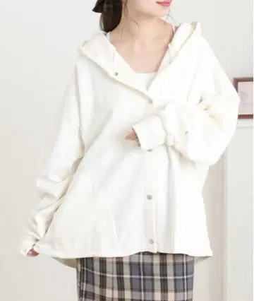 Arinomama 면 100% 속기모 코트 블루종 후드티 아우터 코튼