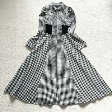 AND COUTURE 프론트 지퍼 레이스업 깅엄 체크 플레어