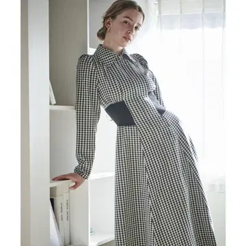 AND COUTURE 프론트 지퍼 레이스업 깅엄 체크 플레어