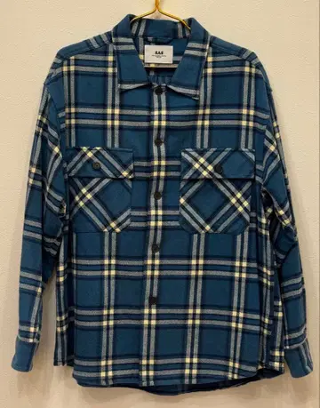 SAS 파랑 체크 무늬 긴팔 셔츠