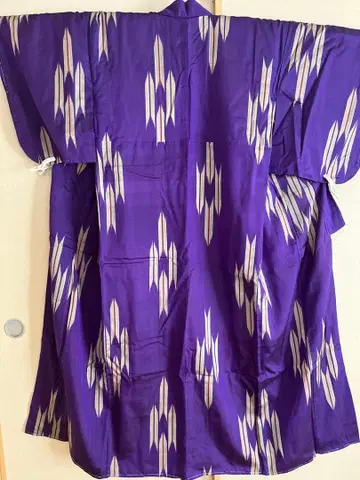 앤티크 보라색 화살깃 무늬 코몬 기모노 미사용품