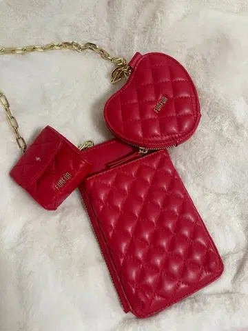 FURFUR 멀티 숄더 미니백 퀼팅 레드