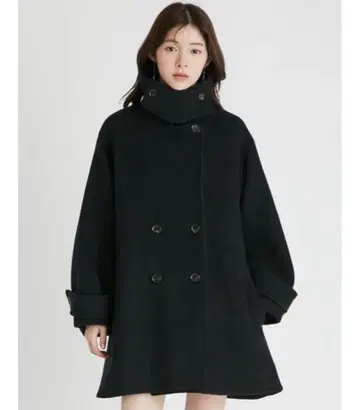 CELFORD A라인 울 미들 코트 블랙