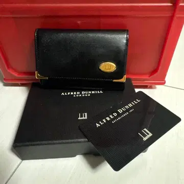 미사용 dunhill 가죽 키케이스 블랙 골드 금장 장식