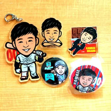 소프트뱅크 호크스 카와세 선수 5세트 캔뱃지 클립